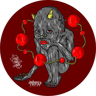 oni red circle clip studio paint design digital design digitalart illustration monster