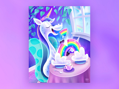 Unicorn out to lunch! cafe illustration kids lunch playful rainbow unicorn unicorns whimsical