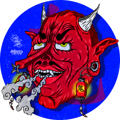 oni red face anime clip studio paint design digital design digitalart illustration manga monster oni tattoo