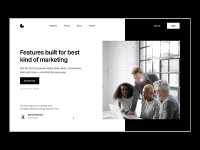 Landing UI black clean design hero hero section landing page marketing product product design typography ui ui design user experience user interface ux web white