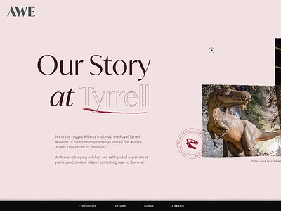 Drumheller Concept - AWE Experiments concept concept design dinosaur gsap react royal tyrell museum svg web design web design and development web development web ui