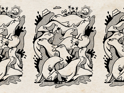 Illustration drinks illustration sea lions sunrise surfing weekend plans