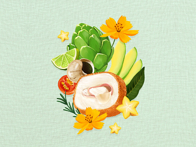 Alcachofa artichoke food illustration procreate starfruit
