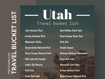 Utah Travel Bucket List Free Google Docs Template bucket bucketlist check checklist doc docs document goals google journey list template templates to do list tourism travel traveling trip voyage wishlist
