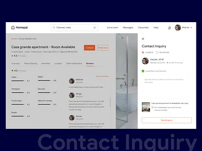 Contact Inquiry available chennai colors contact contact form landlord message minimal reviews room roommate send sidebar typography ui