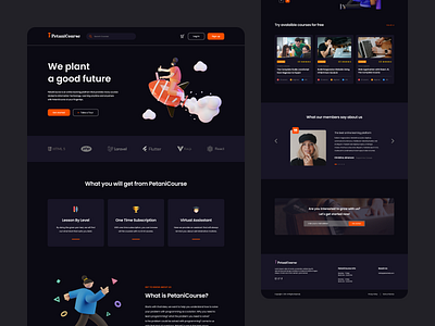 PetaniCourse - Online Learning Platform dark design online course ui uiuxdesign ux website website design