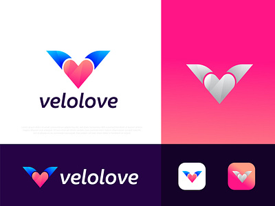 (V+love) velolove Logo design abstract app icon best logo designer portfolio brand identity design branding business creative logo gradient illustration logo logo designer logo icon symbol logo mark logotype love modern logo technology typography v v logo