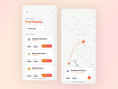 Lowcost fuel finder app app application design minimal mobile mobile app mobile ui uidesigner uiux ux