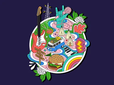 Music Festival illustration advertising editorialart editorialillustration festival festival illustration freelanceillustrator holiday illustration illustrated poster illustration isometric illustration isometric map music festival poster design spot art