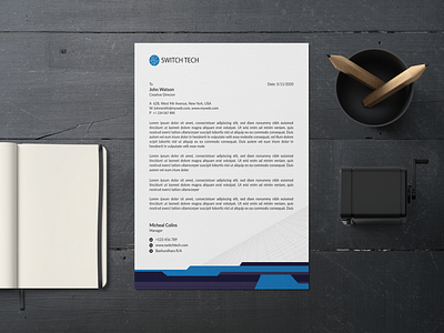 Letterhead - Switch Tech adobe illustrator adobe photoshop agency branding business company corporate cover letter creative design graphic letterhead marketing minimalist modern print professional simple stationery vector