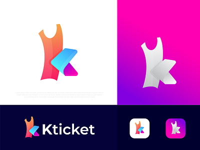 Modern (K+arrow) ticket logo for Kticket a b c d e f g h i j k l m abstract app icon brand identity branding colorful creative logo agency logo design logo designer logodesign logos logotype modernism n o p q r s t u v w x y z pattern popular technology ticket typography
