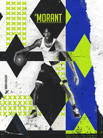 JA Morant. Basketball design illustration typography