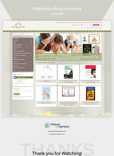 KIDS BOOK STORE WEBSITE DESIGN adobe illustrator adsum adsumoriginator concept landing design originator uiux user experience design user interface design web concept web design web development web landing page web layout web ui web ui ux web uiux website