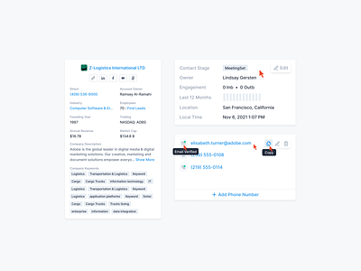 Workplace + Contact Details company company details contact stage description details details page engagement financial hover hover effect hover state local time location market cap owner research researcher stage tooltip tooltips