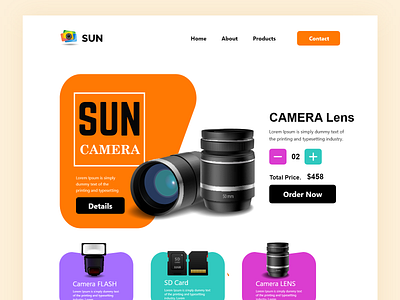 product page camera ecommerce home page interface landing page lens masud minimal mrstudio product service web webdesign website website design