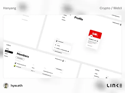 LINK3 - Web3 Social Network of Verifiable Identities -Dashboard bitcoin blockchain btc crypto dashboard minimal minimalist nft profile ui web web3 website