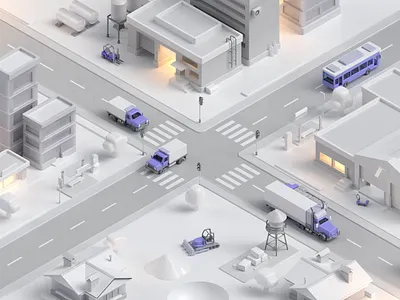 Traffic 10clouds 3d 3d animation animation c4d city delivery isometric landing page mobile app traffic vehicles visual