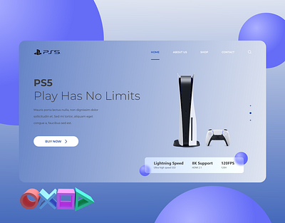 Daily Shot 3d app dailyui ecommerce electronic glass effect landing page morphism neomorphism playstation5 ps5 shop webdesign