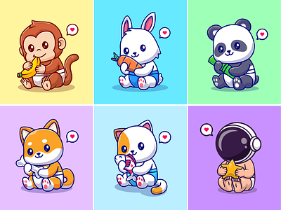 Animals baby🐵🐰🐼👶🏻 animals astronaut baby cat child corgi cute diaper food icon illustration kids logo monkey panda pet rabbit space toy zoo
