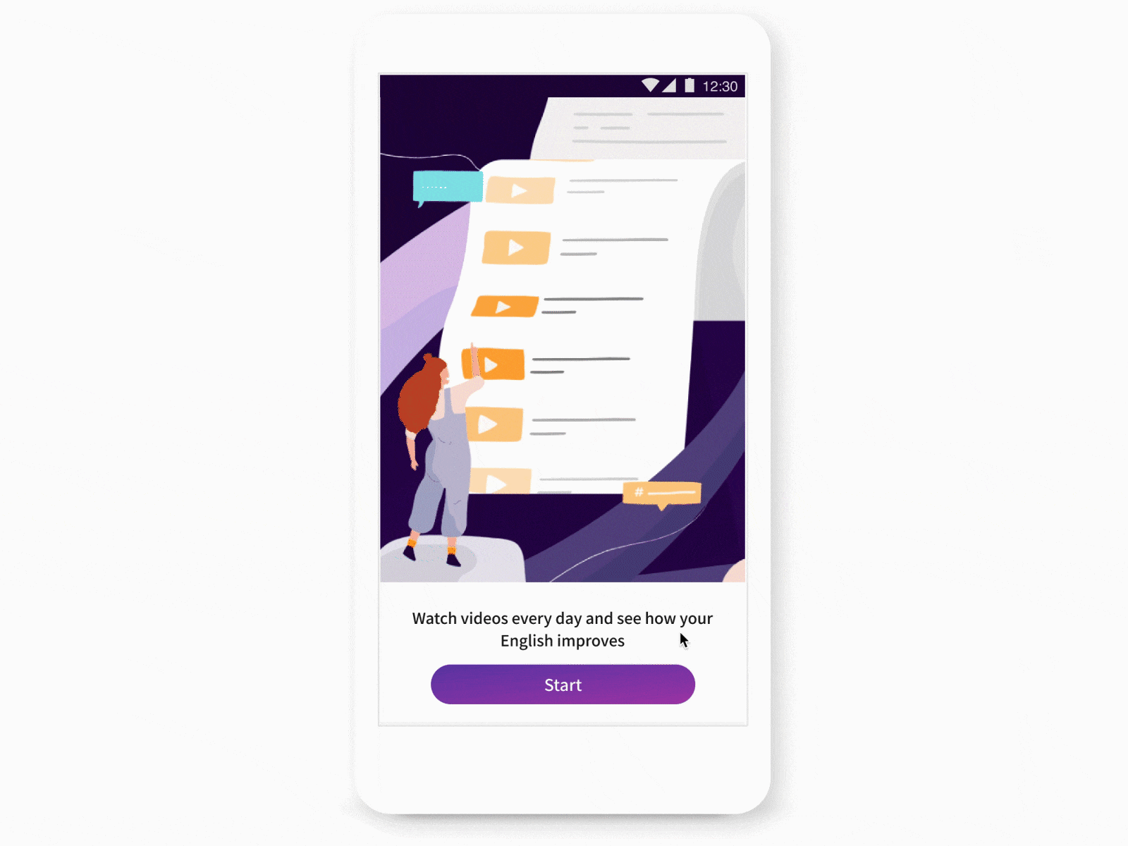 VoiceTube App onboarding animation 2d animation app design illustration lottie onboarding ui uiux