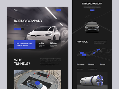 Boring Company Landing Page Concept agency architect architects architecture boring copmany building company company website concept design landing page tunnel tunnels ui ux web webdesign website