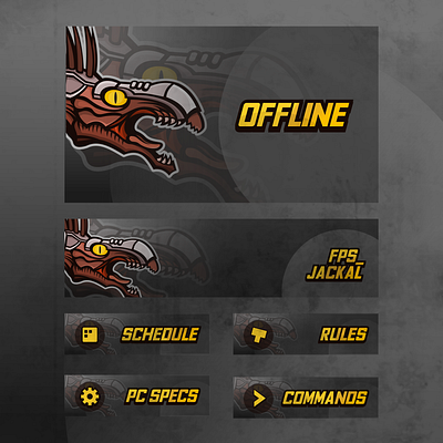 Twitch Graphics for FPS_Jackal branding gaming illustration logo mascot mascot design mascot logo streamer streaming twitch twitch logo vector