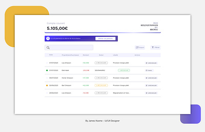 Bank Account Transactions page account bank fintech ui