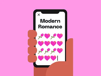 Modern Romance 🌹💖 book cover book covers conversation cute design geometric heart illustration phone romance rose vector