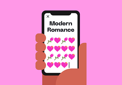 Modern Romance 🌹💖 book cover book covers conversation cute design geometric heart illustration phone romance rose vector