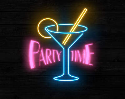 Party Time adobe illustrator adobe photoshop bar logo branding colors glow icon layers led logo martini party photoshop web