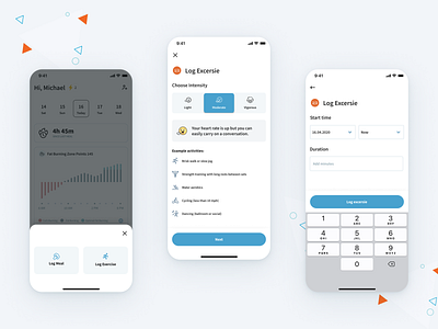 Activate - Log Exercise charts clean dashboad exercise fitness health interface logging mobile nutrition segmented control ui ux