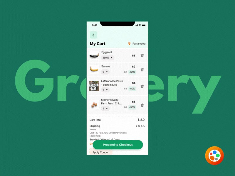 Grocery Shopping Checkout animation checkout credit card credit card checkout creditcard ecommerce ecommerce app ecommerce business ecommerce design figma productdesign prototype prototyping prototyping animation shopping shopping app ui user experience design user interface design ux