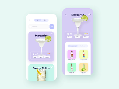Cocktail Recipes App Concept app design cocktail cocktail bar cocktails cooking cooking app design design app flat minimal product design recipe recipe app ui ui design ui ux user interface ux ux design