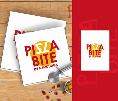 Pizza bite branding illustration logo minimal typography vector