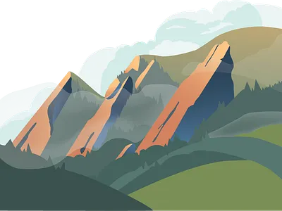 The Flatirons, Boulder boulder colorado landscape sticker illustration
