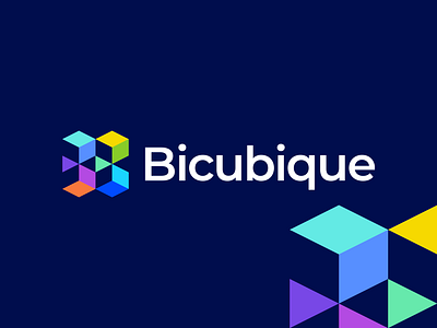 Bicubique Logo abstract agency b letter b logo b logomark branding bright coloful community connection creative creative design cube gennady savinov logo design geometric hexagon logo design modern rainbow symmetry