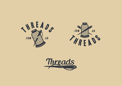 Threads branding embroidery hand drawn logo needles retro retro logo typography vector vintage vintage logo