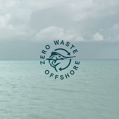 Zero Waste Offshore badge brand branding fishing icon identity logo mark marlin outdoor zero waste