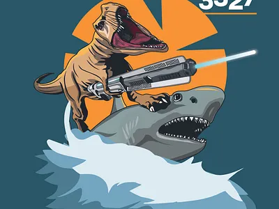 T-rex&Shark design graphic design illustration