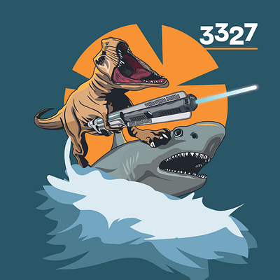 T-rex&Shark design graphic design illustration