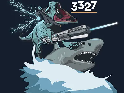 Tesla, T-rex & Shark design graphic design illustration