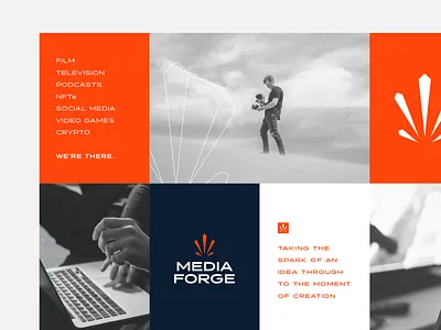 Media Forge, II branding creating film flat geometric logo logo design logo mark mark minimal orange tv typography