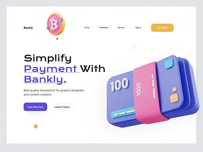 Bankly Landing Page 3d brand identity branding delhi illustration landing page payment rahul kumar trends typography ux ux ui website