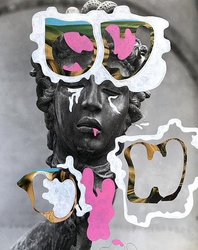 Ow Wow collage mixed media