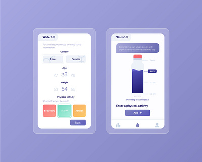 WaterUP is a water tracking app concept app blue bottle connect design health health app healthy mobile sport tracking app ui uidesign ux uxdesign water watertracking webdesign xd design