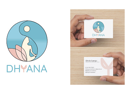 Logo and business card for Meditation Centre DHYANA branding business cards design graphic design illustration logo