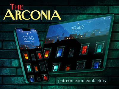 The Arconia Wallpaper cityscape dark dark mode gothic hulu icon iconfactory illustration ios iphone murder mystery night nyc patreon television tv wallpaper
