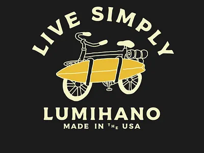 LIVE SIMPLY bycicle illustration surf