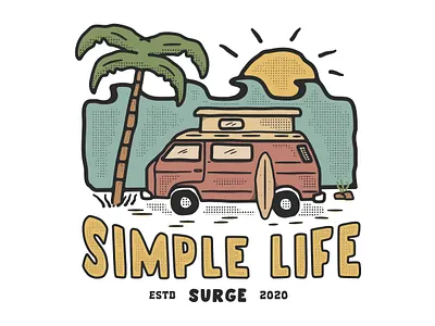 summer van surge campfire coast illustration summer van