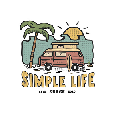 summer van surge campfire coast illustration summer van